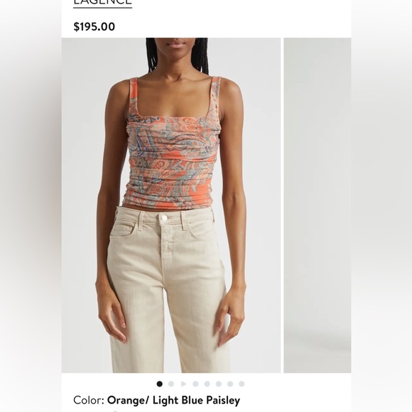 Rasha Paisley Ruched Mesh TankL'AGENCE